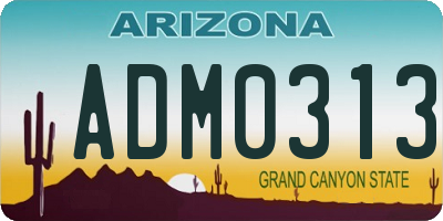 AZ license plate ADM0313