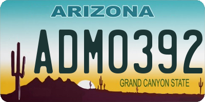AZ license plate ADM0392