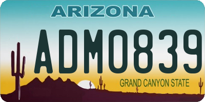 AZ license plate ADM0839