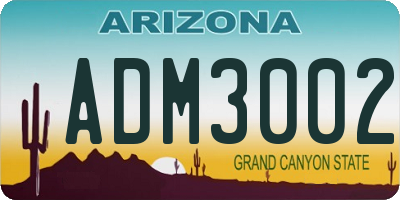 AZ license plate ADM3002