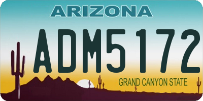 AZ license plate ADM5172