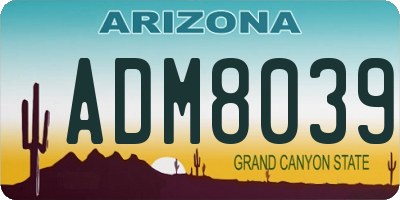 AZ license plate ADM8039