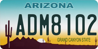 AZ license plate ADM8102