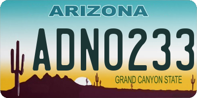 AZ license plate ADN0233