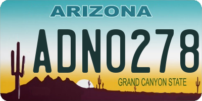 AZ license plate ADN0278