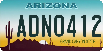 AZ license plate ADN0412