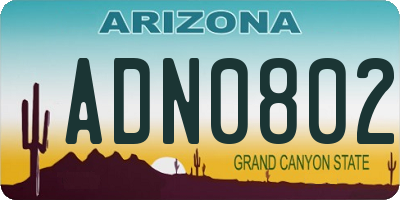 AZ license plate ADN0802