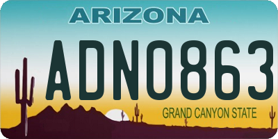 AZ license plate ADN0863
