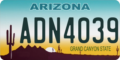 AZ license plate ADN4039