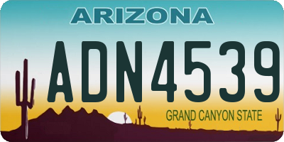 AZ license plate ADN4539