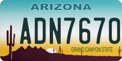 AZ license plate ADN7670