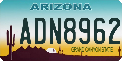 AZ license plate ADN8962
