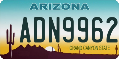 AZ license plate ADN9962