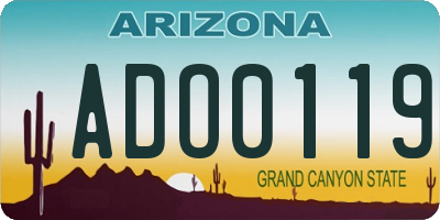 AZ license plate ADO0119