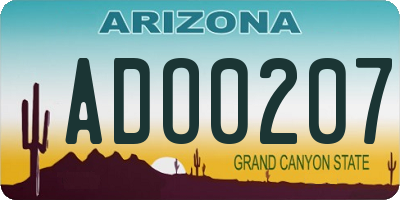 AZ license plate ADO0207