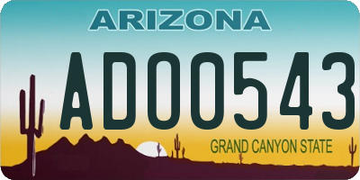 AZ license plate ADO0543