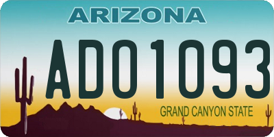 AZ license plate ADO1093
