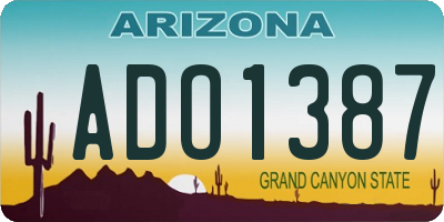 AZ license plate ADO1387