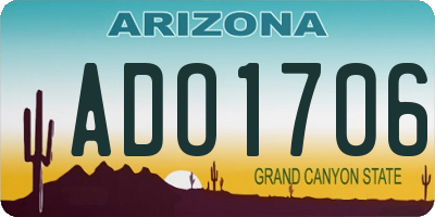 AZ license plate ADO1706