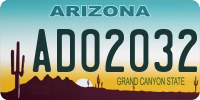 AZ license plate ADO2032