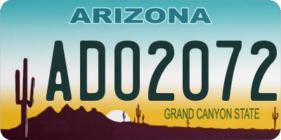 AZ license plate ADO2072