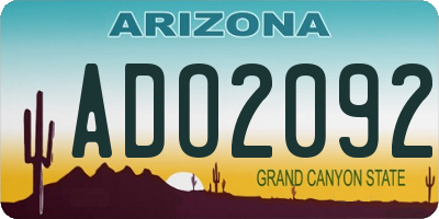 AZ license plate ADO2092