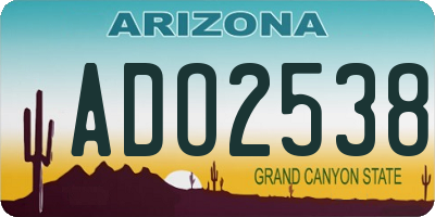 AZ license plate ADO2538