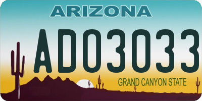 AZ license plate ADO3033