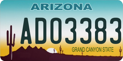 AZ license plate ADO3383