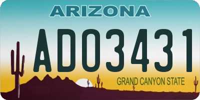 AZ license plate ADO3431