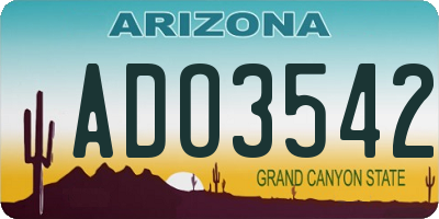 AZ license plate ADO3542