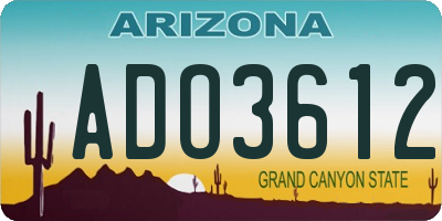 AZ license plate ADO3612