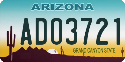 AZ license plate ADO3721