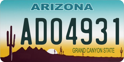 AZ license plate ADO4931