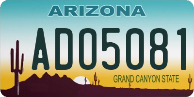 AZ license plate ADO5081
