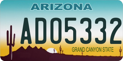 AZ license plate ADO5332