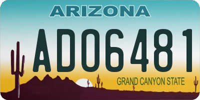 AZ license plate ADO6481