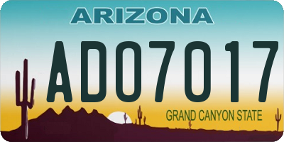 AZ license plate ADO7017