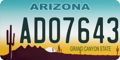 AZ license plate ADO7643
