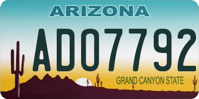 AZ license plate ADO7792