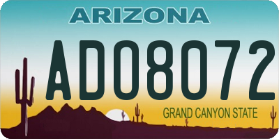 AZ license plate ADO8072