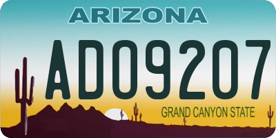 AZ license plate ADO9207