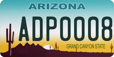 AZ license plate ADP0008