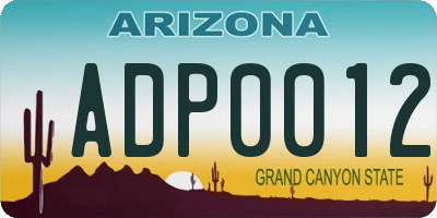 AZ license plate ADP0012