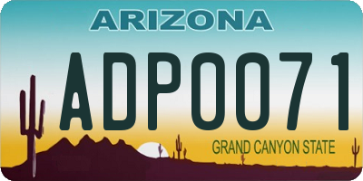 AZ license plate ADP0071