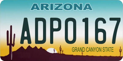 AZ license plate ADP0167
