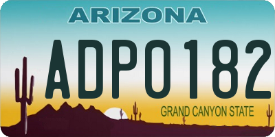 AZ license plate ADP0182