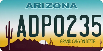 AZ license plate ADP0235