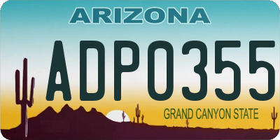 AZ license plate ADP0355