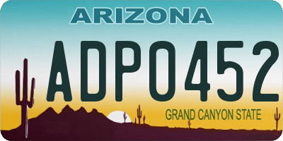 AZ license plate ADP0452